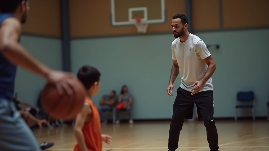 لاعب شاب يتعلم وضعية الدفاع الأساسية من مدرب متخصص